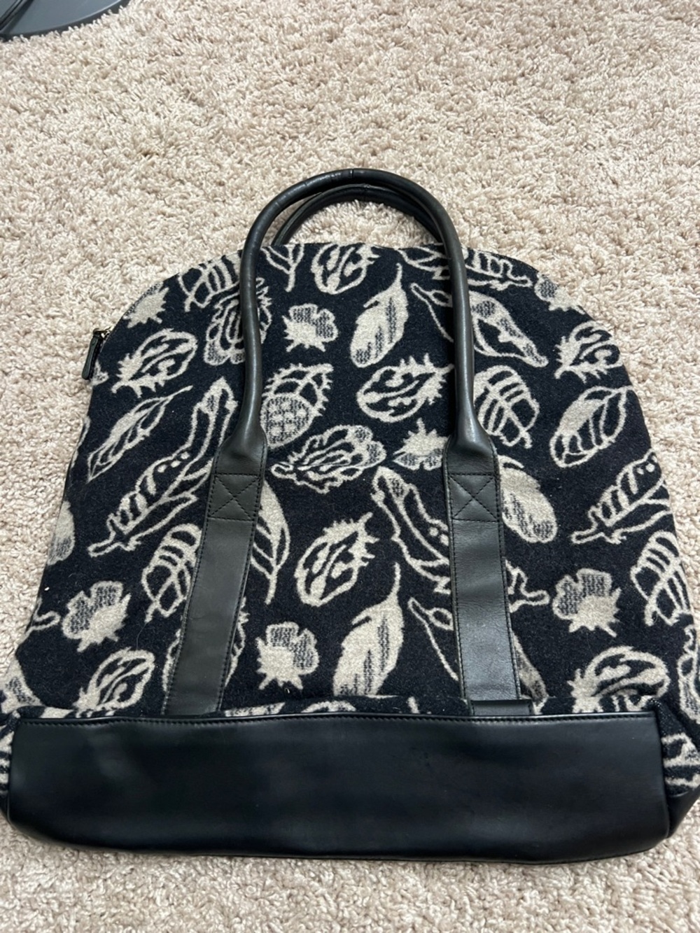 Pendleton Black and Cream Leaf-Print Tote Bag